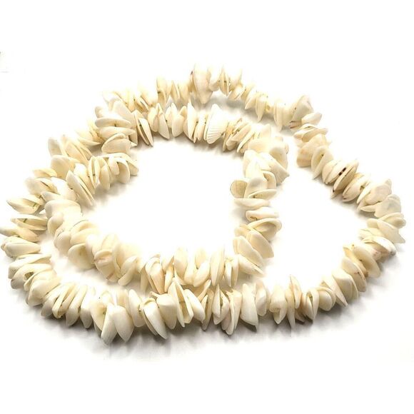 Artisan Jewelry - Gorgeous White Clam Shell Necklace Chunky Bohemian 30in